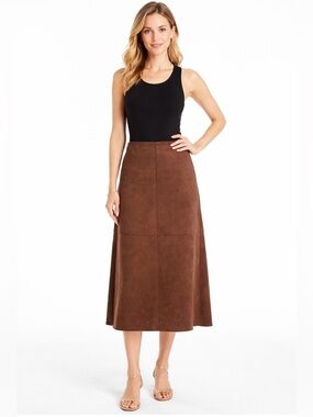 Max Studio ($148) Brown Suede Midi Skirt